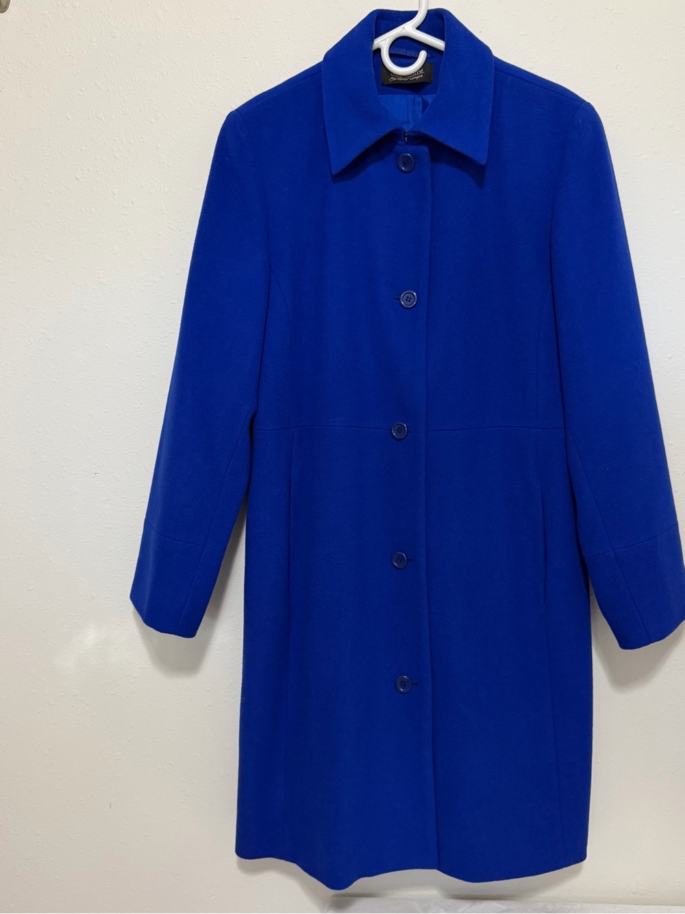 Harve Benard Cobalt Blue Single-Breasted Trench Coat
